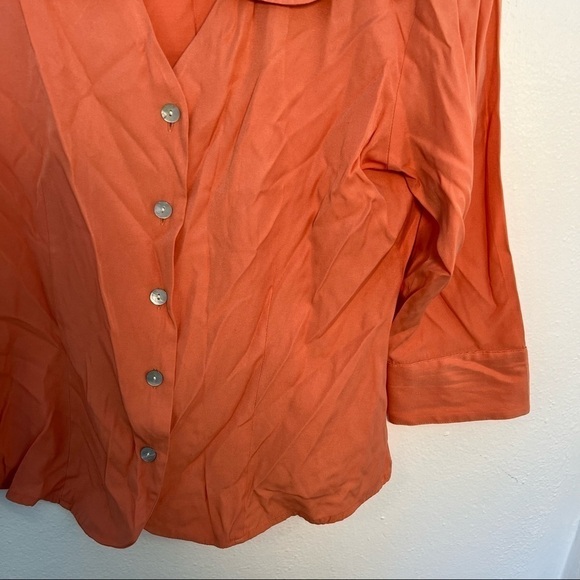 Dress Barn Button Down Blouse Peach Orange - Picture 5 of 9